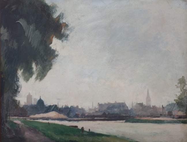 André MARE "Vue de Caen, le port Saint-Jean et Saint-Pierre; 1931" , Musée des Beaux-arts, Ville de Bernay, cliché Editions Point de vues