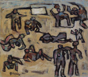 Plage liée avec but 84,5x100 1959 Plage liée avec but 84,5x100 1959