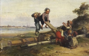 détail du lot 93 - Charles MOZIN “enfants à la balançoire”