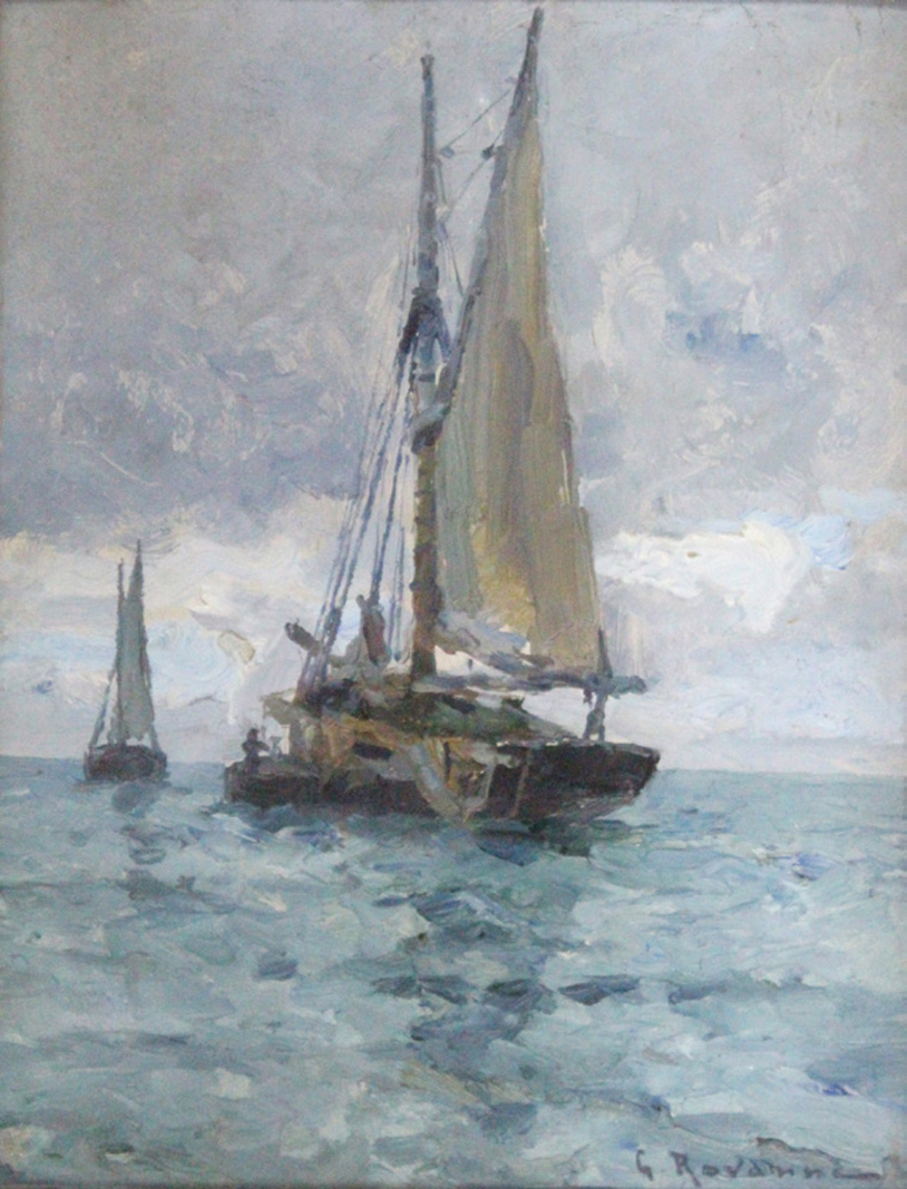 197 Léon Gustave Ravanne Le Voilier, Adjugé 2 400 euros