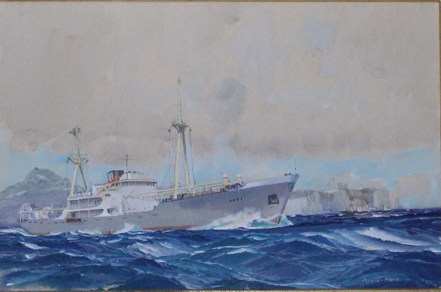 MARIN-MARIE (1901-1987)  "Le navire Le Safi",  Aquarelle et gouache signée en bas à droite - 46 x 71 cm