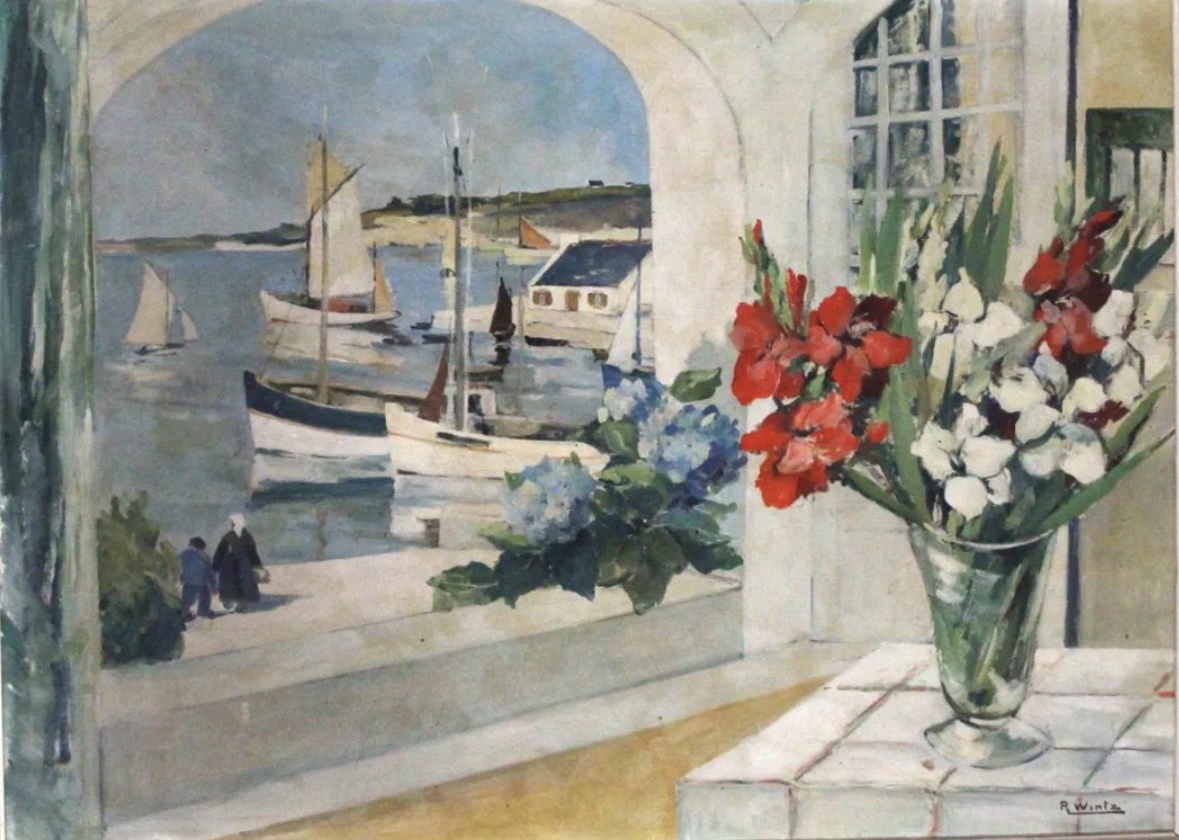 Raymond WINTZ (184-1956)  - Le port de Belon (Morbihan); Bretagne - Huile sur toile signée en bas à droite - 73 x 100 cm