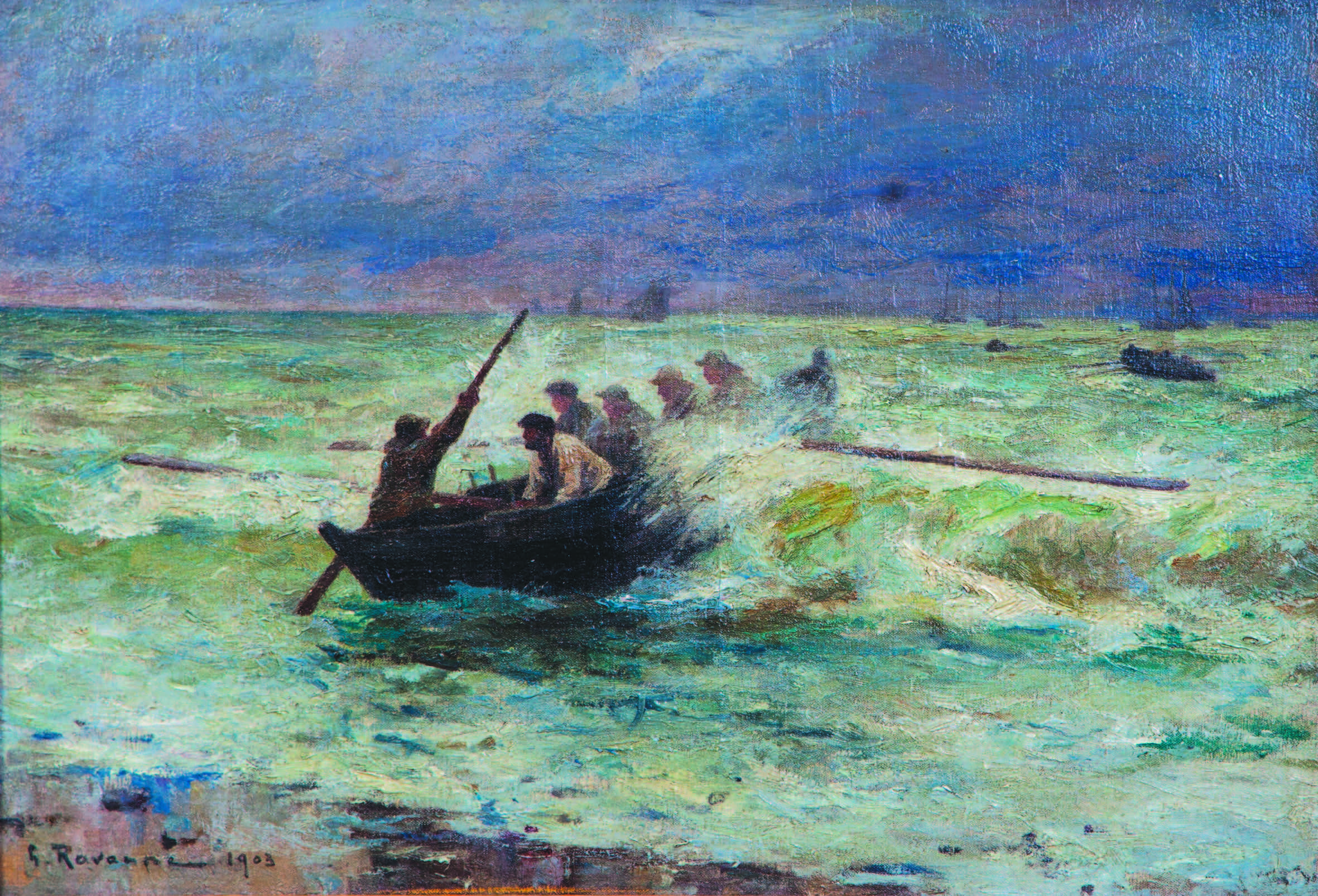 Léon-Gustave RAVANNE (1854-1904) Marins dans la chaloupe, 1903