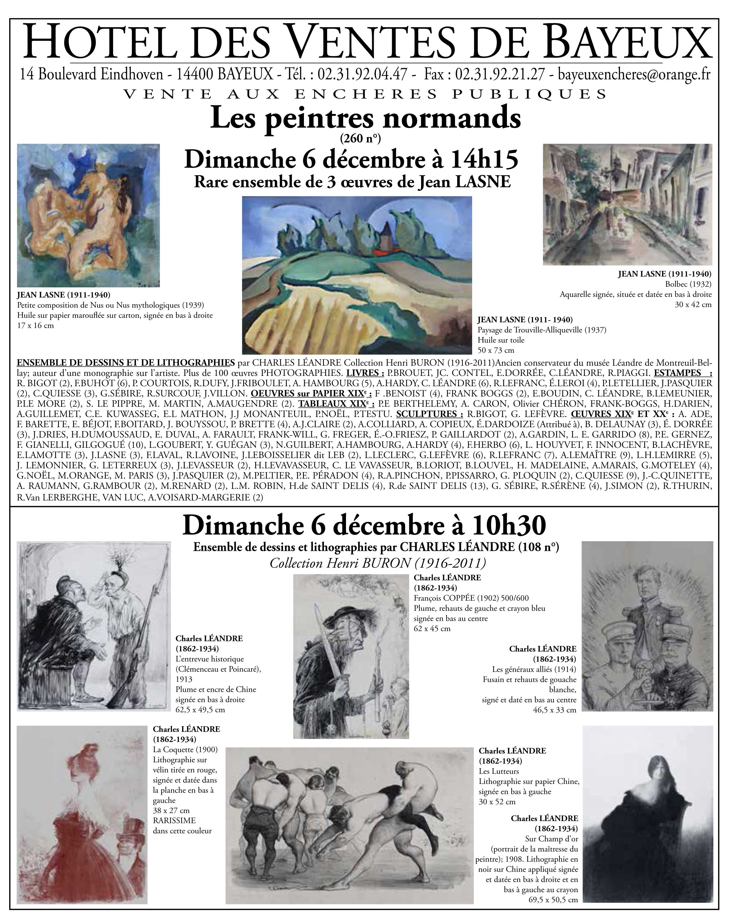 Vu dans la Gazette Drouot : annonce de la vente aux enchères Les peintres normands le dimanche 6 décembre 2015