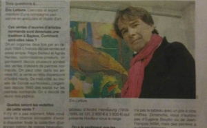 Vu dans Ouest France Calvados 29 nov 2013 : Une nouvelle vente aux enchères d'œuvres d'artistes normands a lieu dimanche à Bayeux. Décryptage avec Eric Lefèvre, expert.