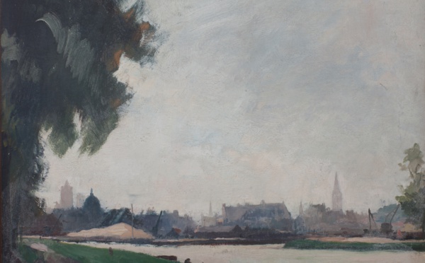 André MARE "Vue de Caen, le port Saint-Jean et Saint-Pierre; 1931" , Musée des Beaux-arts, Ville de Bernay, cliché Editions Point de vues